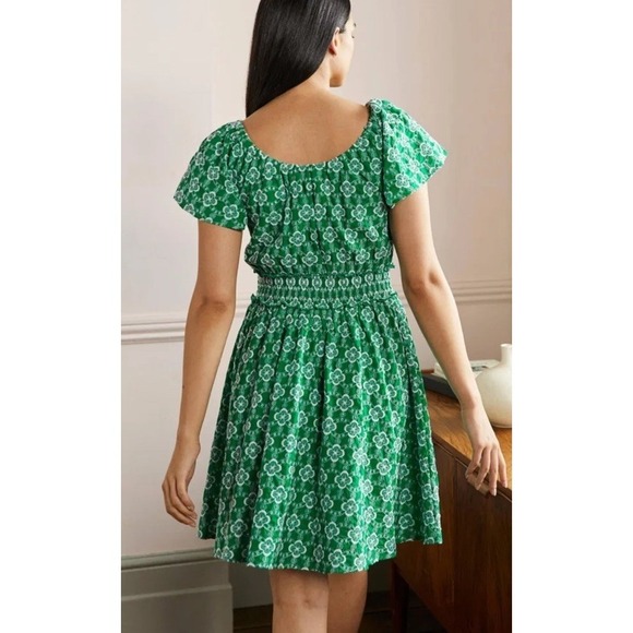 Boden Size 8 Green Embroidered Bohemian Scoop Neck Dress - Picture 2 of 12